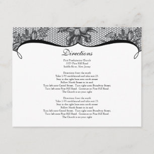 Elegant Black Lace Direction Card Informatiekaartje