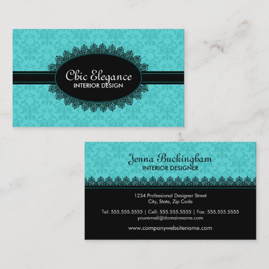 Elegant Black Lace en Baroque Visitekaartje (Voorkant / Achterkant)