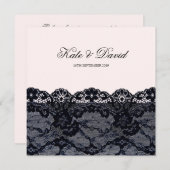 Elegant  Black Lace Wedding Invitation Kaart (Voorkant / Achterkant)