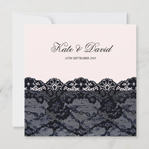 Elegant  Black Lace Wedding Invitation Kaart