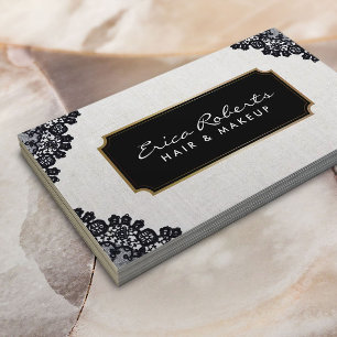 Elegant Black Laced Beauty Salon Visitekaartje