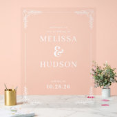 Elegant Black Leaf Wedding Sign (Mariage)