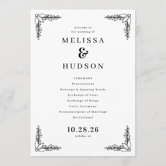 Elegant Black Leafy Branches Programma (Voorkant)