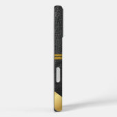 Elegant black leather gold monogram custom name Case-Mate iPhone case (Achterkant / Rechts)
