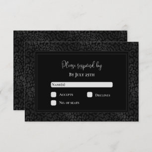 Elegant Black Leopard Print Wedding RSVP Kaartje