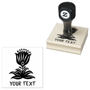 Elegant Black Line Art Tulip CUSTOM Rubberstempel