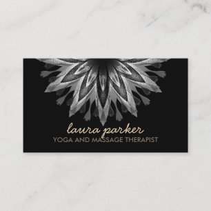 Elegant Black Lotus Flower Yoga Healing Health Visitekaartje