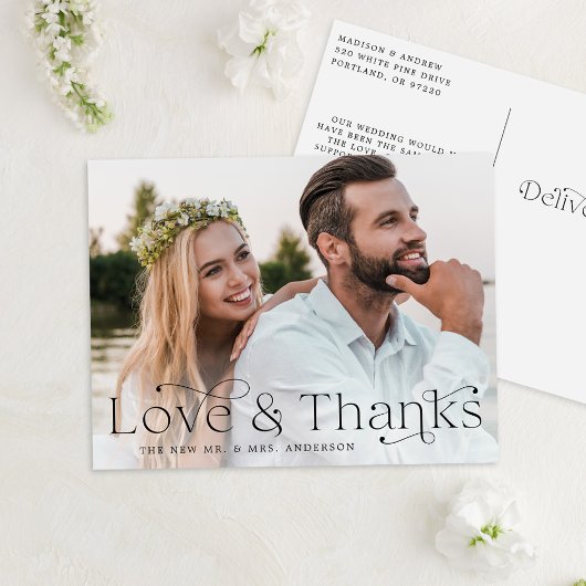 Elegant Black Love and Bedankt Weddenschap Harteli Briefkaart