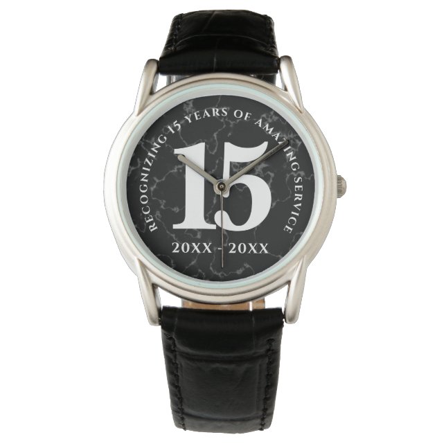 Elegant Black Marble 15 jaar Jubileum Horloge (Voorkant)