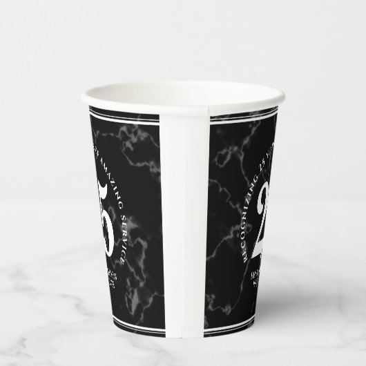 Elegant Black Marble 25 jaar Jubileum Papieren Bekers (Rechts)
