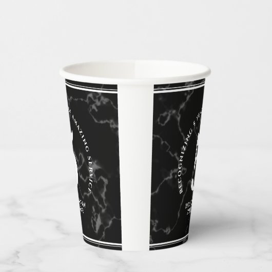 Elegant Black Marble 5 jaar Jubileum Papieren Bekers (Links)