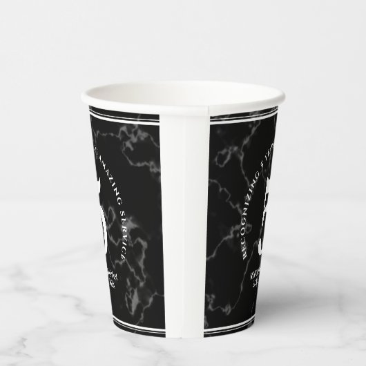 Elegant Black Marble 5 jaar Jubileum Papieren Bekers (Rechts)