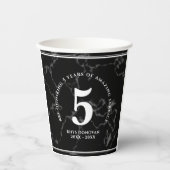 Elegant Black Marble 5 jaar Jubileum Papieren Bekers (Voorkant)