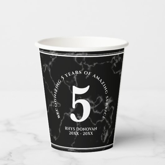 Elegant Black Marble 5 jaar Jubileum Papieren Bekers (Voorkant)