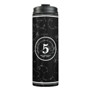 Elegant Black Marble 5 jaar Jubileum Thermosbeker