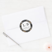 Elegant Black Marble Initials Ronde Sticker (Envelop)