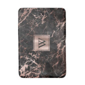 Elegant Black Marble Roos Gold Monogram Badmat (Voorkant Verticaal)