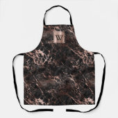 Elegant Black Marble Roos Gold Monogram Schort (Voorkant)