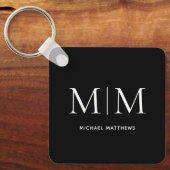 Elegant Black Masculine, gepersonaliseerde monogra Sleutelhanger (Voorkant)