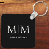 Elegant Black Masculine, gepersonaliseerde monogra Sleutelhanger (Achterkant)
