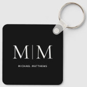 Elegant Black Masculine, gepersonaliseerde monogra Sleutelhanger (Achterkant)