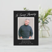 Elegant Black Memorial Photo Celebration of Life Kaart (Staand voorkant)