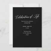 Elegant Black Memorial Photo Celebration of Life Kaart (Achterkant)