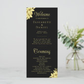 Elegant Black met Gold Typography Wedding Programma (Staand voorkant)