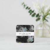 Elegant Black met Silver Faux Glitter Vierkante Visitekaartje (Staand voorkant)