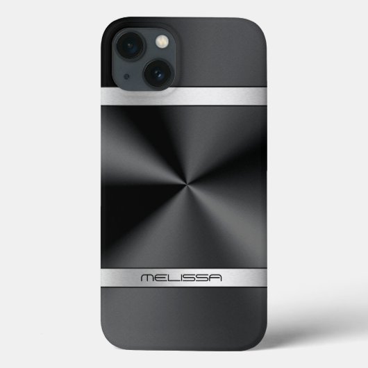 Elegant Black Metallic Print Silver Accent Case-Mate iPhone Case (Achterkant)