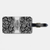 Elegant Black & Metallic Silver  Damaskers Bagagelabel (Achterkant horizontaal)