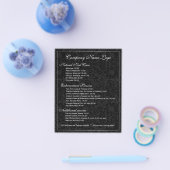 Elegant Black & Metallic Silver Floral Damaskers Flyer (Enkel)