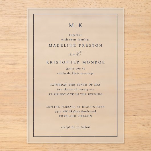 Elegant Black Minimalist Wedding Invitation (Recto)