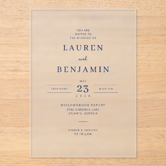 Elegant Black Minimalist Wedding Invitation (Recto)