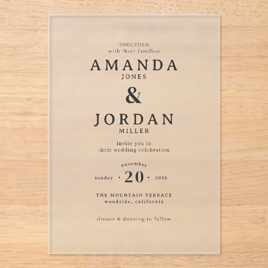 Elegant Black Minimalist Wedding Invitation (Recto)