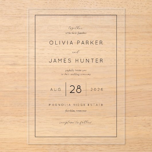 Elegant Black Minimalist Wedding Invitation (Recto)
