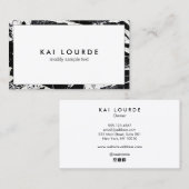 Elegant Black Modern White Marble Professional Visitekaartje (Voorkant / Achterkant)