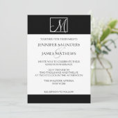 Elegant Black Monogram Initiaal Weddenschap Kaart (Staand voorkant)