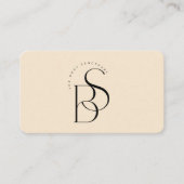 Elegant Black Monogram Initial Script Champagne Visitekaartje (Voorkant)