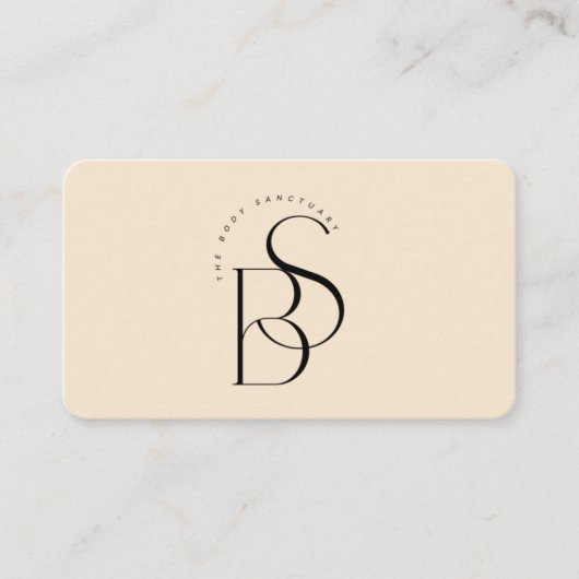 Elegant Black Monogram Initial Script Champagne Visitekaartje (Voorkant)