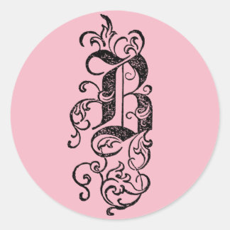 Elegant Black Monogram Letter B Ronde Sticker