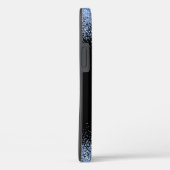 Elegant Black Monogram Light Blue Glitter Case-Mate iPhone Case (Achterkant / Rechts)