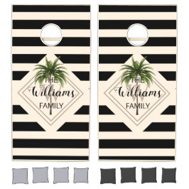 Elegant Black Monogram Tropische palmboom Beach