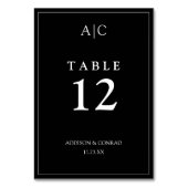 Elegant Black Monogram Wedding Kaart (Voorkant)