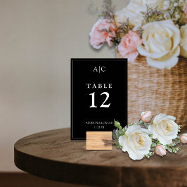 Elegant Black Monogram Wedding Kaart