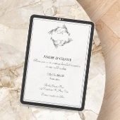 Elegant Black Monogram Wedding Uitnodiging