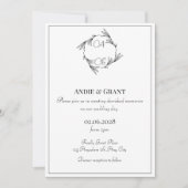 Elegant Black Monogram Wedding Uitnodiging (Voorkant)