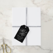 Elegant Black Mr en Mrs Script Custom Monogram Cadeaulabel (Met Touw)