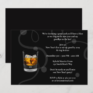 Elegant Black New Years Eve Party Kaart