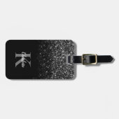 Elegant Black Ombre Glitter Bagagelabel (Voorkant horizontaal)